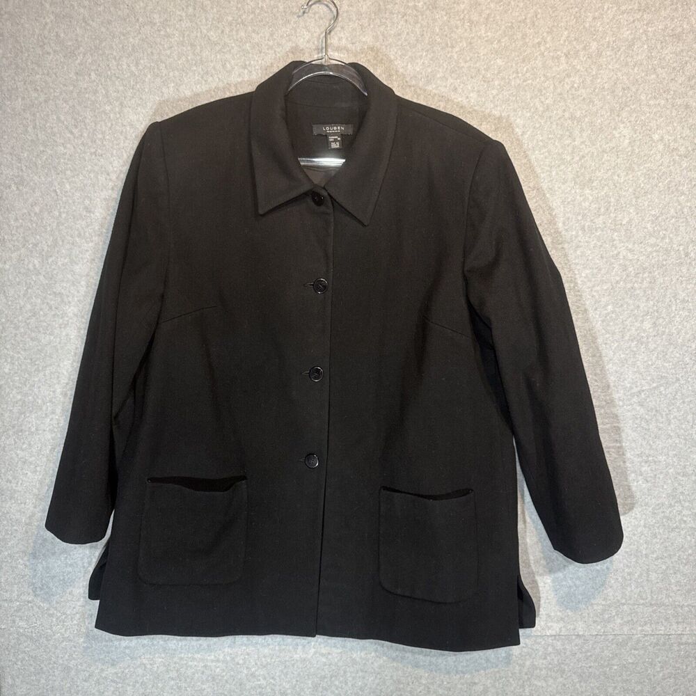 Louben Womens‎ Size 22  Jacket Black Button Front Career Work Vintage